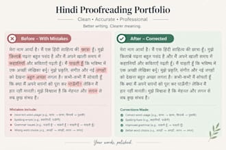 proofread and correct hindi grammar and spelling mistakes