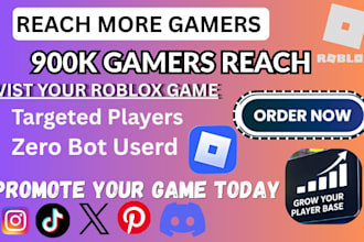 roblox advertising, gaming, roblox game promotion, 900k visit roblox gamers