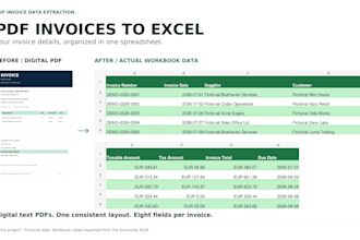 extract invoice data from PDF files into excel