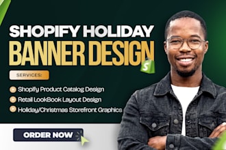 design shopify holiday sales page, storefront graphics and sales banner