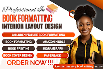 do interior book layout formatting children book design for KDP and ingramspark