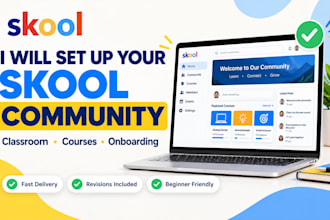 set up skool community classroom and onboarding  members management