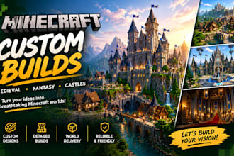 build custom minecraft medieval castles, fantasy villages, fantasy worlds, maps