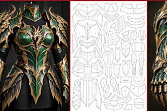 design eva foam cosplay armor, sewing pattern, marvelous design3d cosplay models