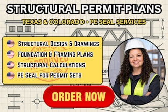 provide structural permit drawings and calculations for texas, colorado pe seal
