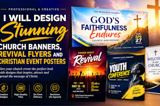 design stunning church banners, revival flyers and christian event poster