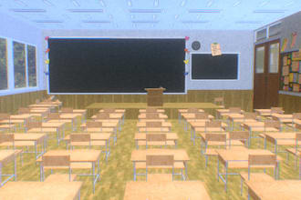 create psx lo fi anime class environment retro ps1 horror school interior 3d map
