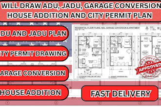 provide city permit drawings for houses, adus, garages, sheds, and ada plans