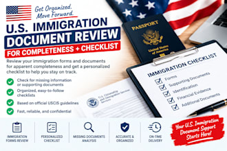 review your US immigration documents for completeness and provide a checklist