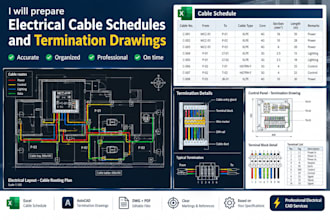 prepare electrical cable schedules and termination drawings