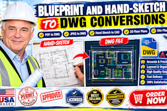 convert PDF sketches and paper blueprints to architectural cad ca