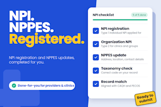 complete your npi registration, nppes update and npi number application