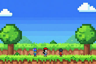 draw pixel art scene and background for your game