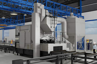 create steel industrial factory and warehouse with 3d visualization