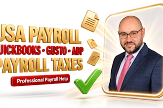 do USA payroll processing, quickbooks payroll, gusto, adp setup, payroll taxes