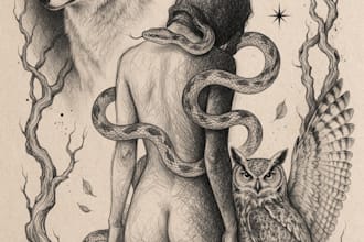 draw a unique graphic sketch tattoo design