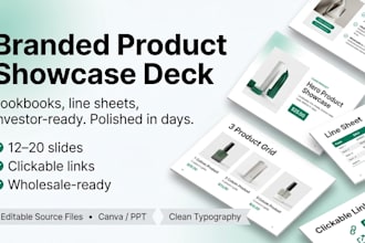 design a branded product showcase presentation or shopify catalog