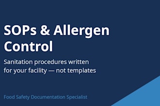 write sops, sanitation procedures and allergen control plans