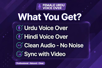 do female urdu voice over for youtube video and ads tiktok