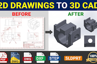 convert 2d drawings to 3d cad models or assemblies