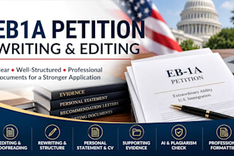write and edit eb1a petition letters and organize uscis supporting evidence