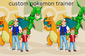 draw pokemon trainer anime pixel art, monster fakemon pokemon card illustration