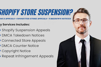 draft shopify dmca takedown notices and suspended store appeals