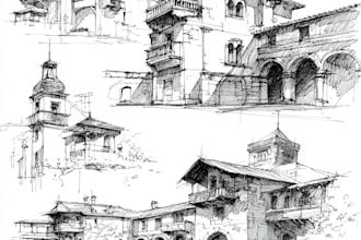 draw detailed illustrations in ink style