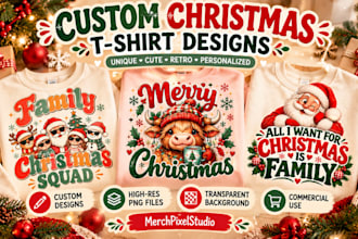 design custom christmas t shirt graphics for print on demand