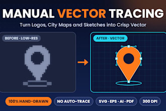draw manual vector trace logo, image, or sketch to high resolution