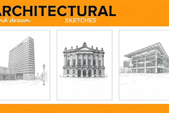 draw architectural hand drawn sketches illustration