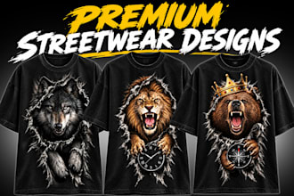 do 3d edgy streetwear t shirt design for clothing brand