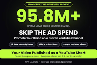 publish your brand video as a sponsored youtube short on a 95m view