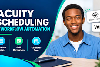 design acuity scheduling booking page and workflow automation setup