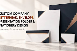 custom company letterhead, envelope, presentation folder and stationery design
