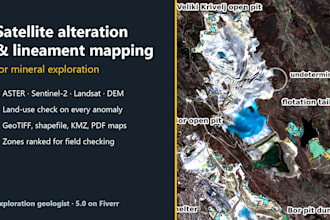 map alteration zones and lineaments from satellite imagery