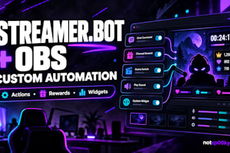 custom streamer bot actions, obs automation and stream widgets
