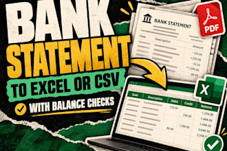 convert bank statement to excel or CSV with balance checks