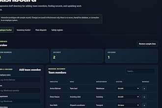 create an employee management dashboard prototype