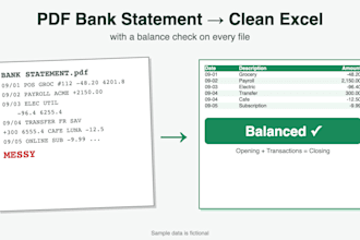 convert PDF bank statements to excel or CSV