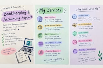 do bookkeeping, bank reconciliation, and excel accounting