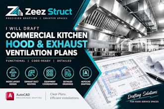 draft commercial kitchen hood and exhaust ventilation plans