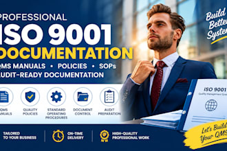 prepare iso 9001 qms manuals, policies, sops and audit ready documentation