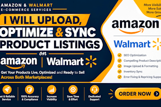 upload optimize and sync product listing on amazon and wallmart marketplaces