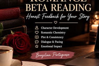 beta read and critique your romance novel in portuguese