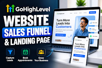 design gohighlevel website, sales funnel and go highlevel landing page