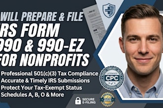 prepare and file irs form 990, 990ez tax return for 501c3 nonprofit as a CPA