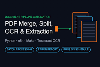 automate PDF processing, merge, split, ocr and data extraction