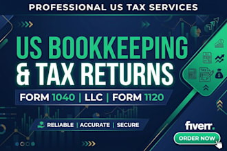 do US bookkeeping and US tax returns forms for personal, llc, and corporate
