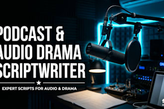 write a compelling podcast script with sound directions